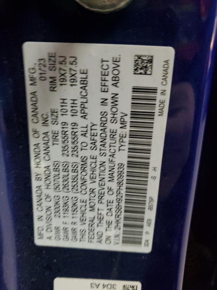 2023 HONDA CR-V SPORT TOURING VIN:2HKRS6H92PH809939