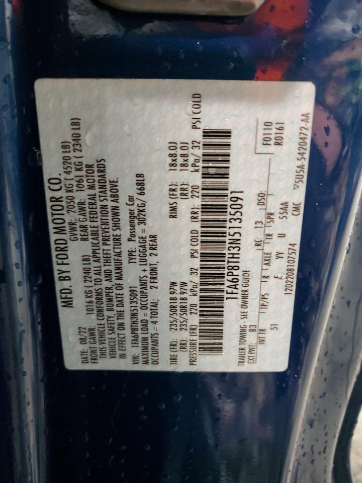2022 FORD MUSTANG VIN:1FA6P8TH3N5135091