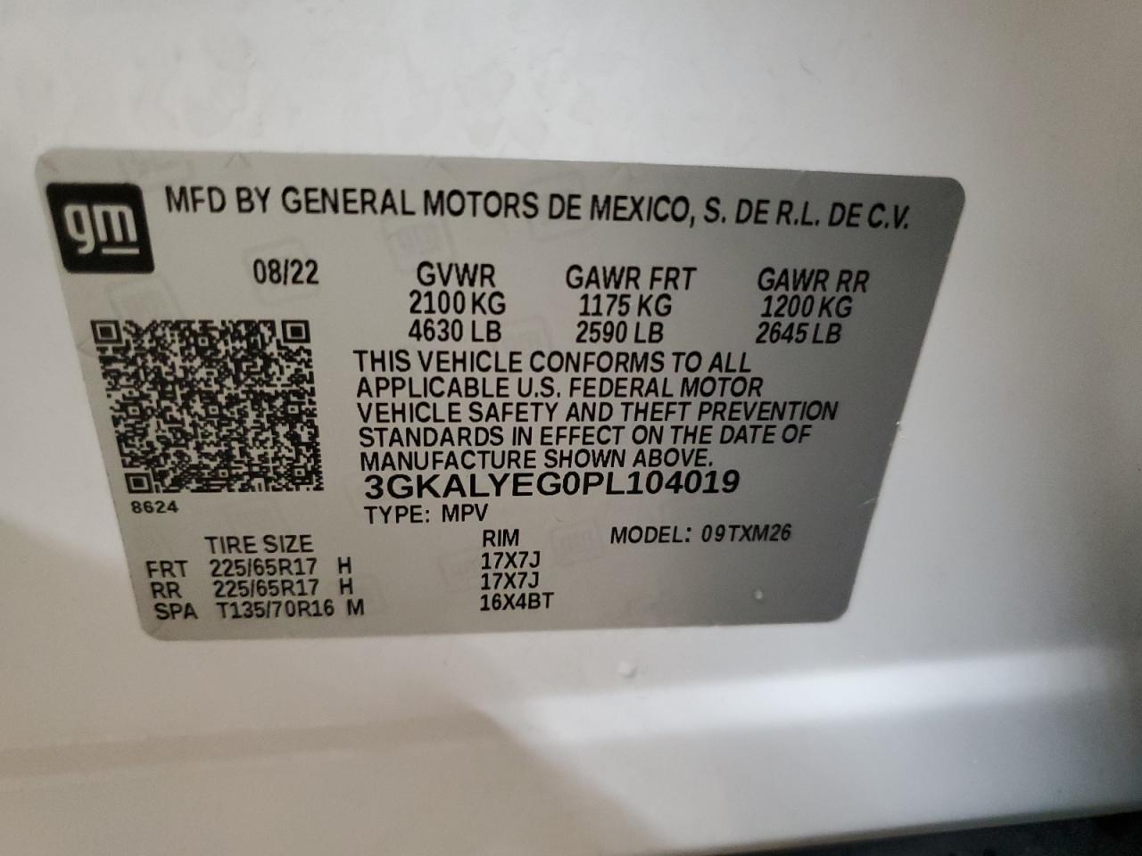 2023 GMC TERRAIN AT4 VIN:3GKALYEG0PL104019