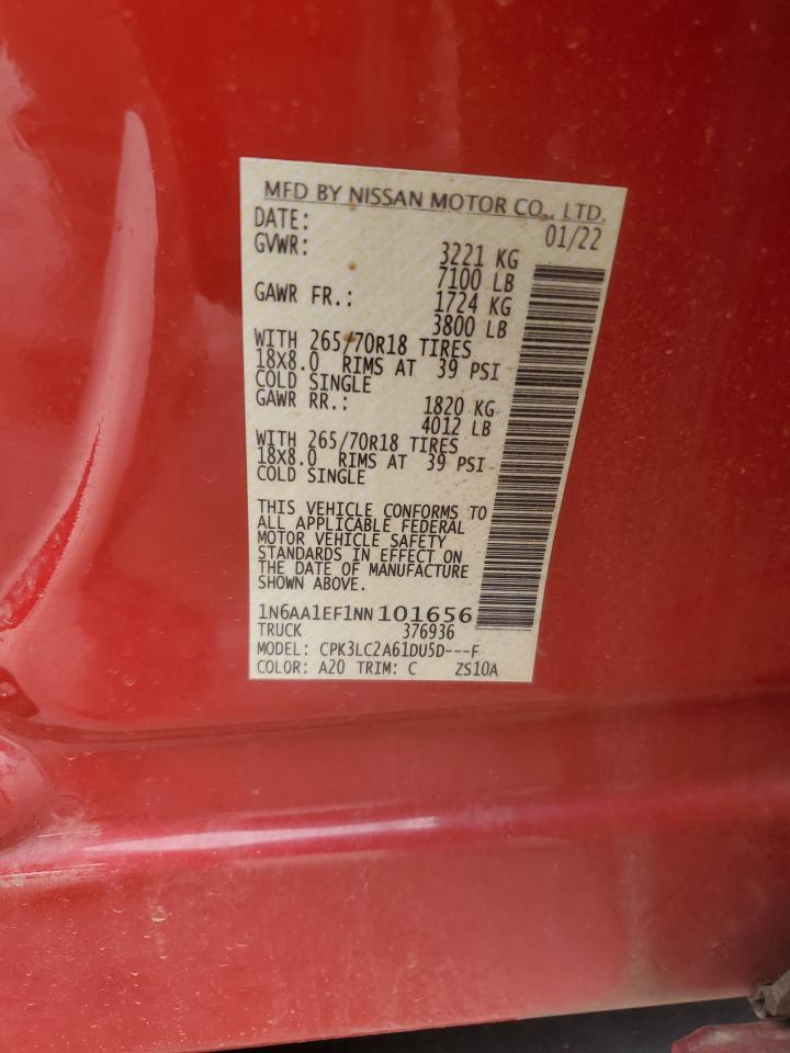 2022 NISSAN TITAN SV VIN:1N6AA1EF1NN101656