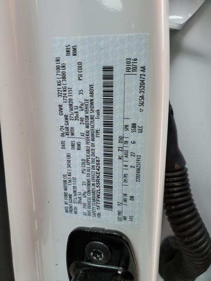 2024 FORD F150 STX VIN:1FTFW2L55RKE42687