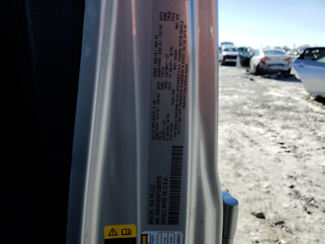 2023 JEEP GLADIATOR SPORT VIN:1C6HJTAG9PL565912