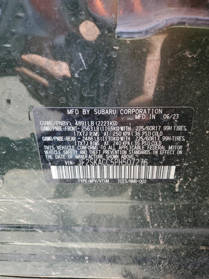 2023 SUBARU FORESTER VIN:JF2SKACC5PH507276