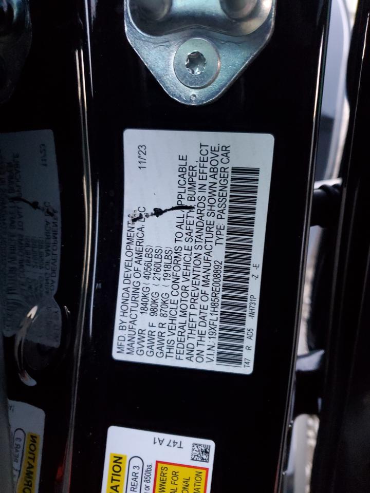 2024 HONDA CIVIC SPORT TOURING VIN:19XFL1H85RE008892