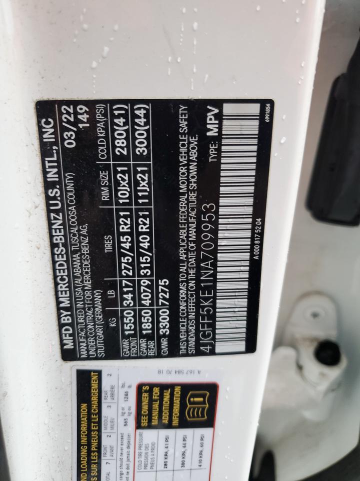 2022 MERCEDES-BENZ GLS 450 4MATIC VIN:4JGFF5KE1NA709953