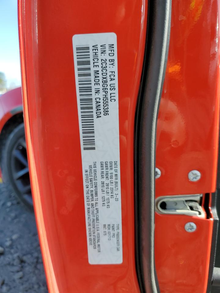 2023 DODGE CHARGER SXT VIN:2C3CDXBG6PH555386