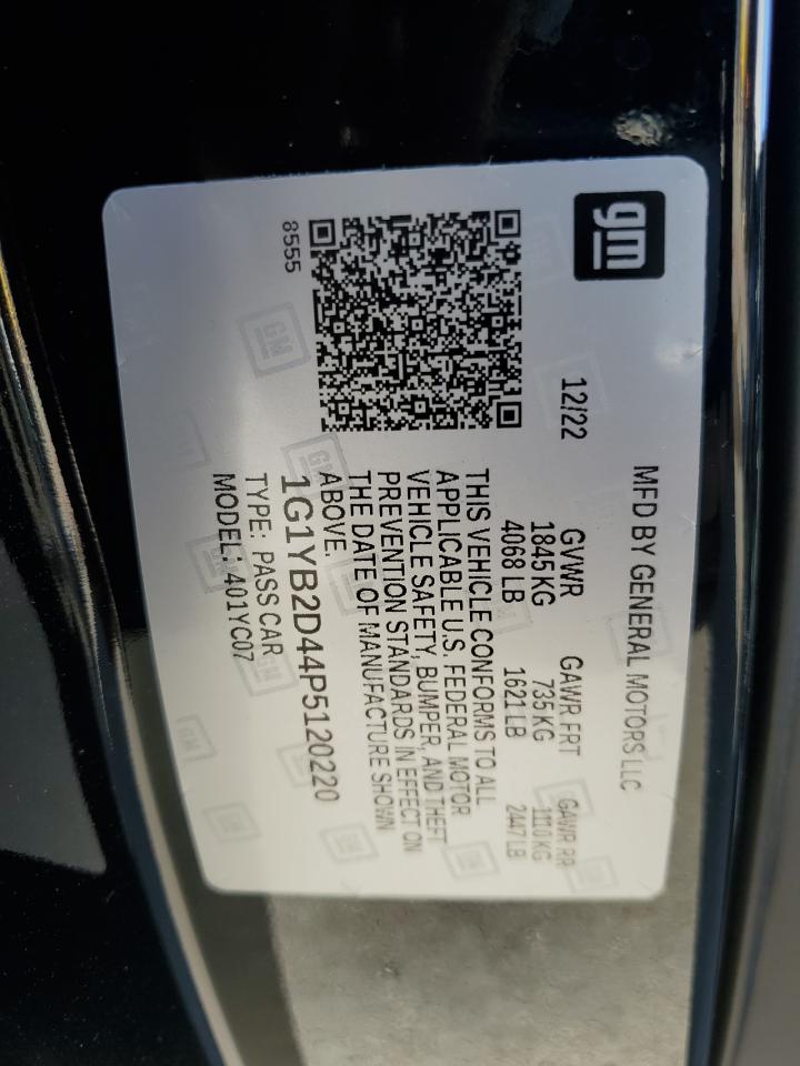 2023 CHEVROLET CORVETTE STINGRAY 2LT VIN:1G1YB2D44P5120220