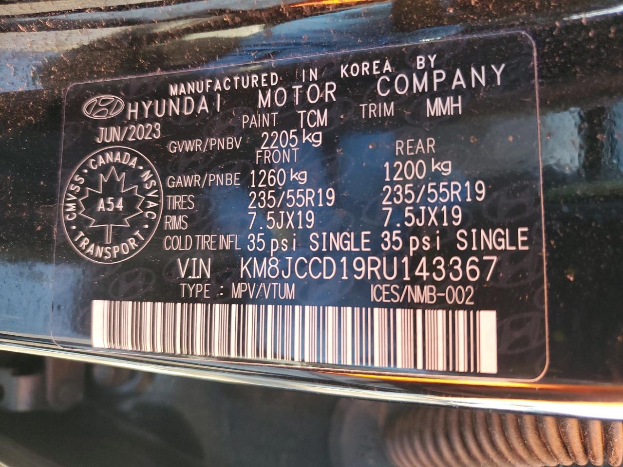 2024 HYUNDAI TUCSON SEL CONVENIENCE VIN:KM8JCCD19RU143367