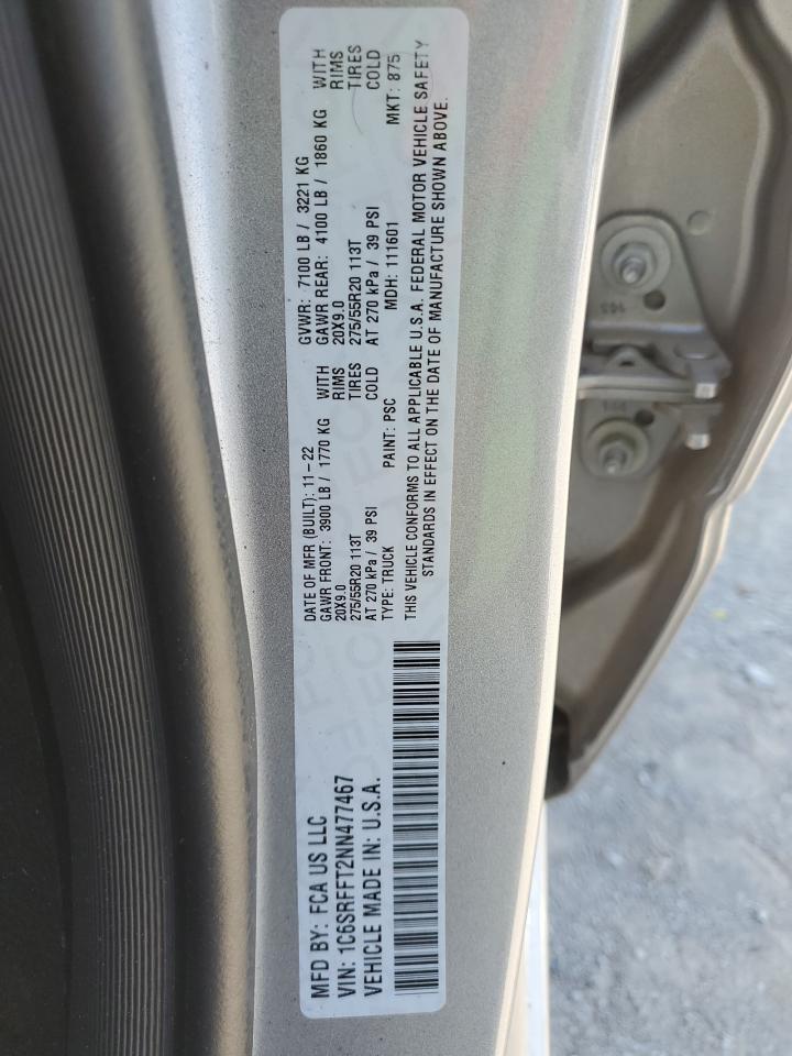 2022 RAM 1500 BIG HORN/LONE STAR VIN:1C6SRFFT2NN477467