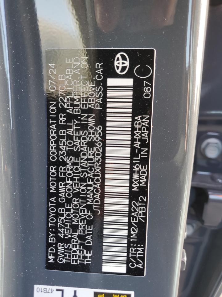 2024 TOYOTA PRIUS PRIME SE VIN:JTDACACUXR3026956