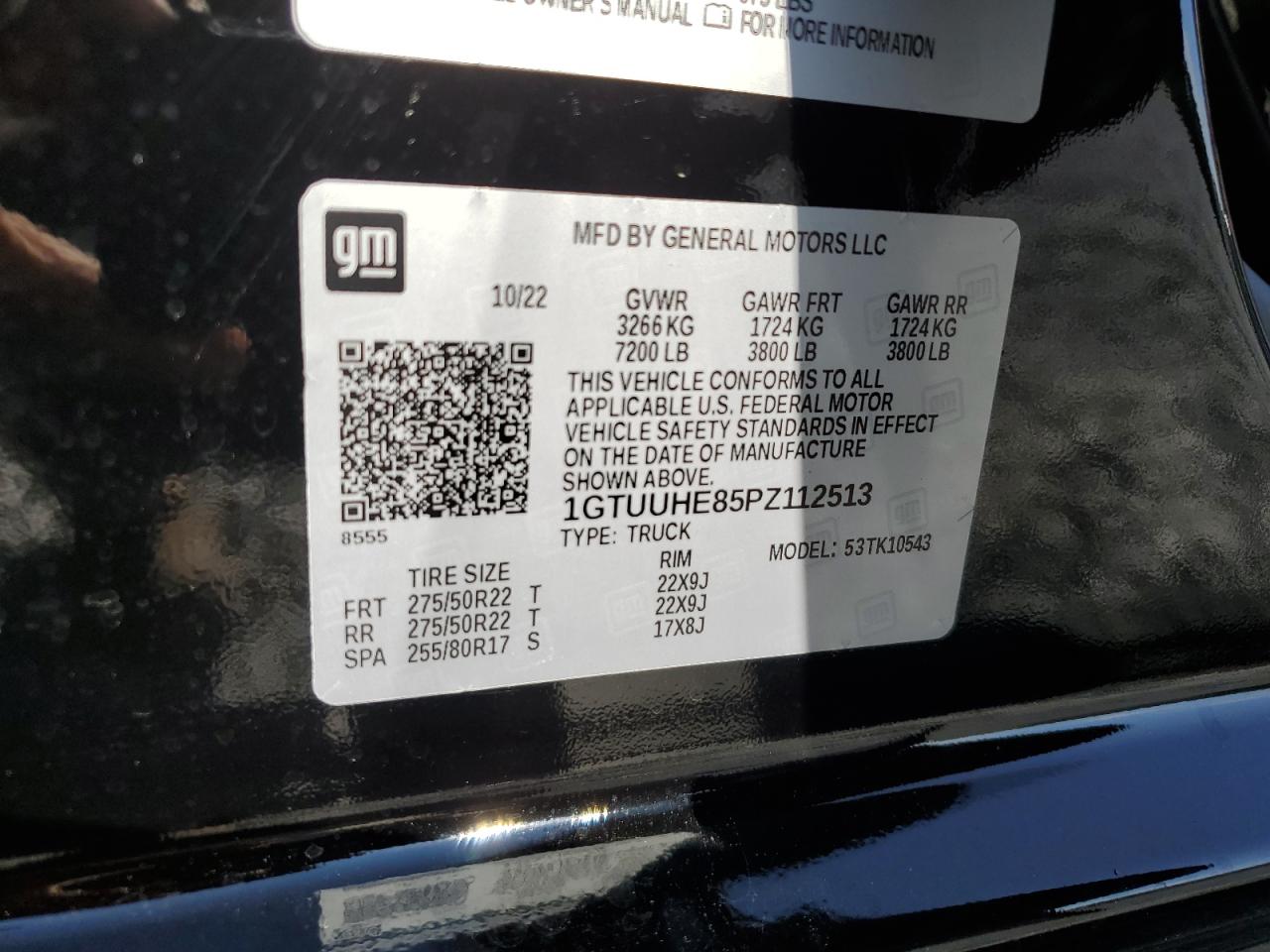 2023 GMC SIERRA K1500 DENALI ULTIMATE VIN:1GTUUHE85PZ112513