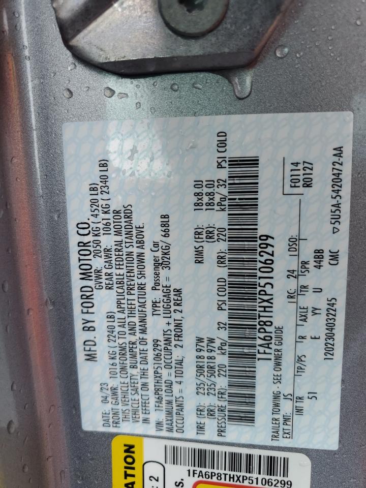 2023 FORD MUSTANG VIN:1FA6P8THXP5106299