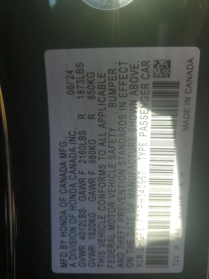 2024 HONDA CIVIC EX VIN:2HGFE1F71RH340967
