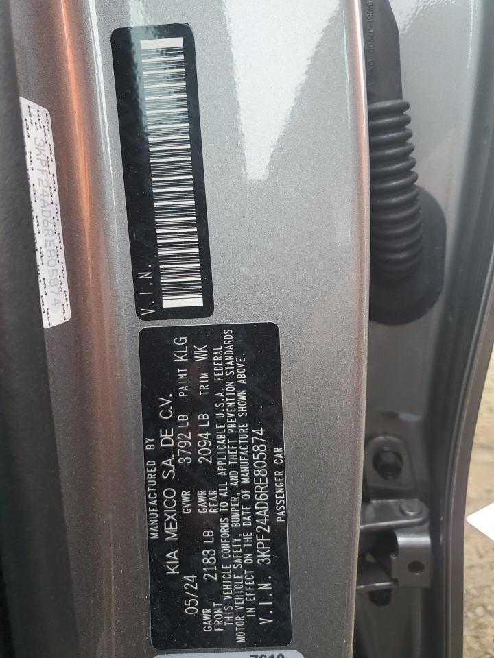 2024 KIA FORTE LX VIN:3KPF24AD6RE805874