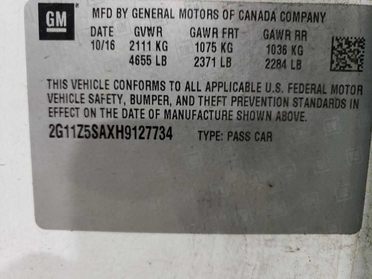 2023 CHEVROLET IMPALA LS VIN:2G11Z5SAXH9127734