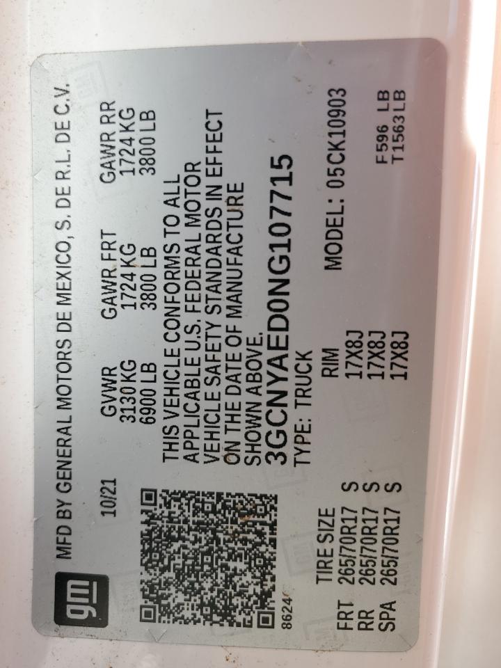 2022 CHEVROLET SILVERADO LTD K1500 VIN:3GCNYAED0NG107715