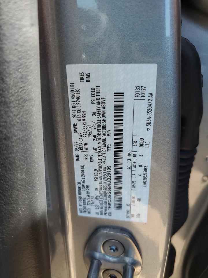 2022 FORD ESCAPE SE VIN:1FMCU9G66NUB20199