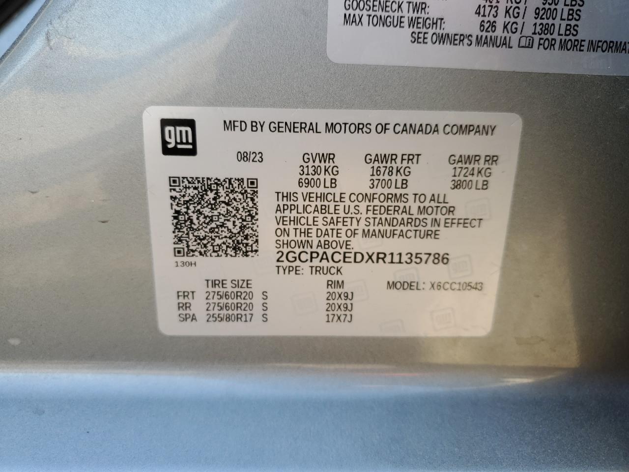 2024 CHEVROLET SILVERADO C1500 LT VIN:2GCPACEDXR1135786