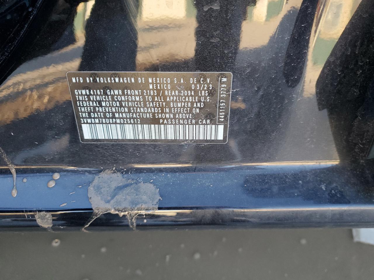 2023 VOLKSWAGEN JETTA SPORT VIN:3VWBM7BU8PM025612