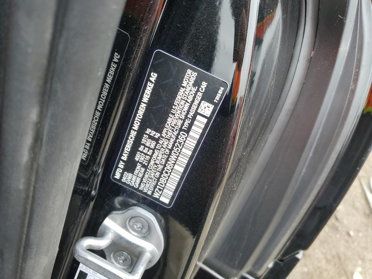 2022 TOYOTA SUPRA BASE VIN:WZ1DB0C06NW052360