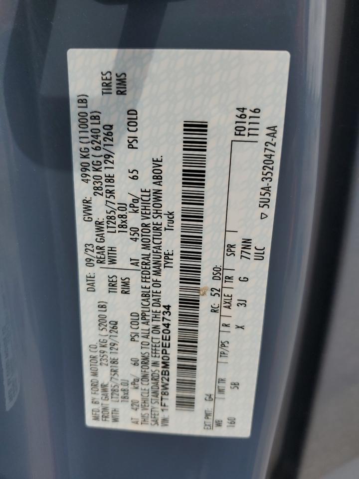 2023 FORD F250 SUPER DUTY VIN:1FT8W2BM0PEE04734