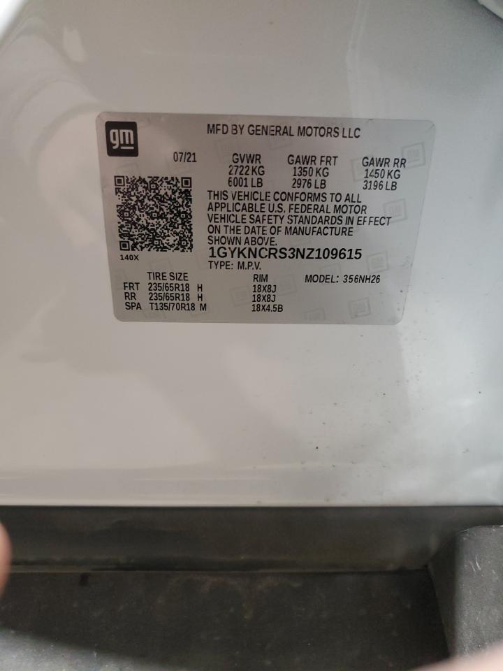 2022 CADILLAC XT5 PREMIUM LUXURY VIN:1GYKNCRS3NZ109615