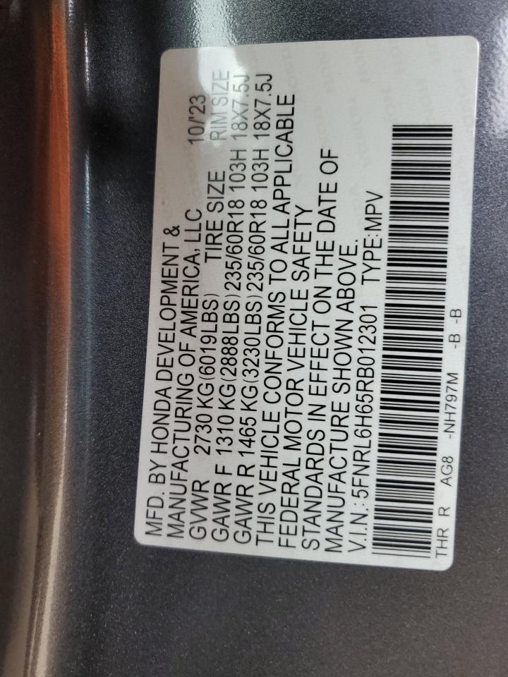 2024 HONDA ODYSSEY EXL VIN:5FNRL6H65RB012301