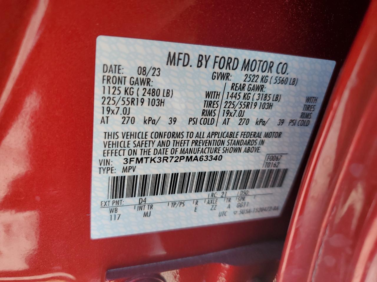2023 FORD MUSTANG MACH-E PREMIUM VIN:3FMTK3R72PMA63340