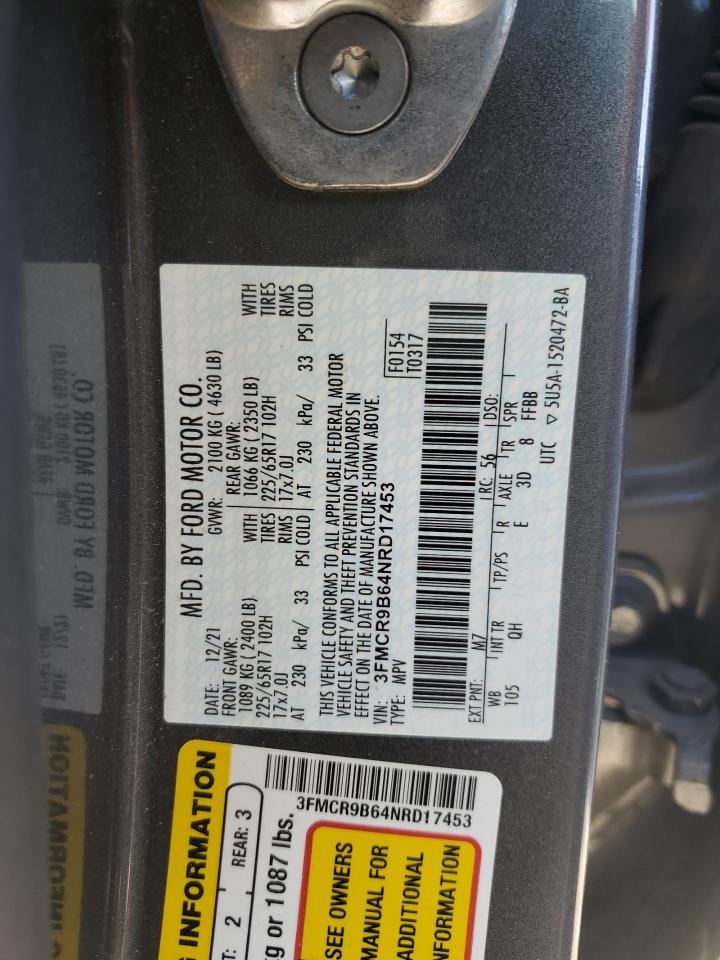 2022 FORD BRONCO SPORT BIG BEND VIN:3FMCR9B64NRD17453
