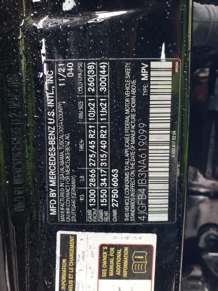 2022 MERCEDES-BENZ GLE 350 VIN:4JGFB4JB3NA619099