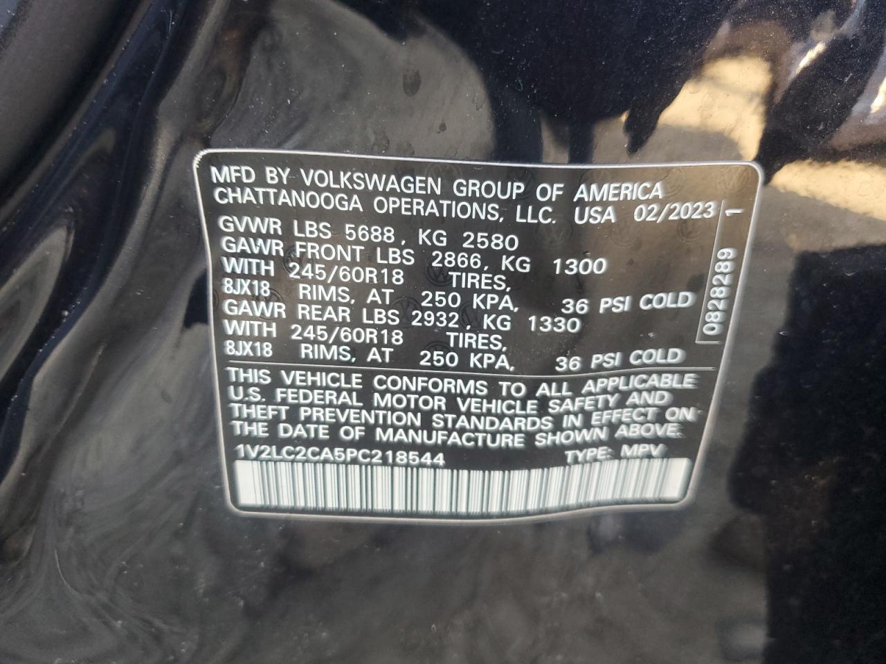 2023 VOLKSWAGEN ATLAS CROSS SPORT SE VIN:1V2LC2CA5PC218544