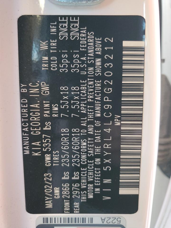 2023 KIA SORENTO S VIN:5XYRL4LC9PG203212