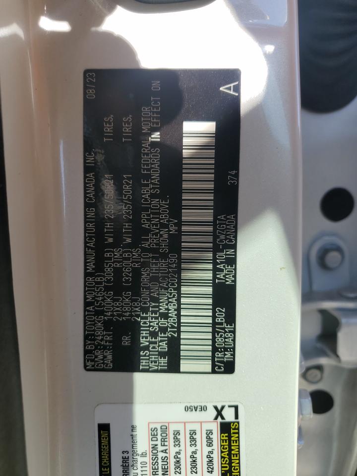 2023 LEXUS RX 350 BASE VIN:2T2BAMBA5PC021490