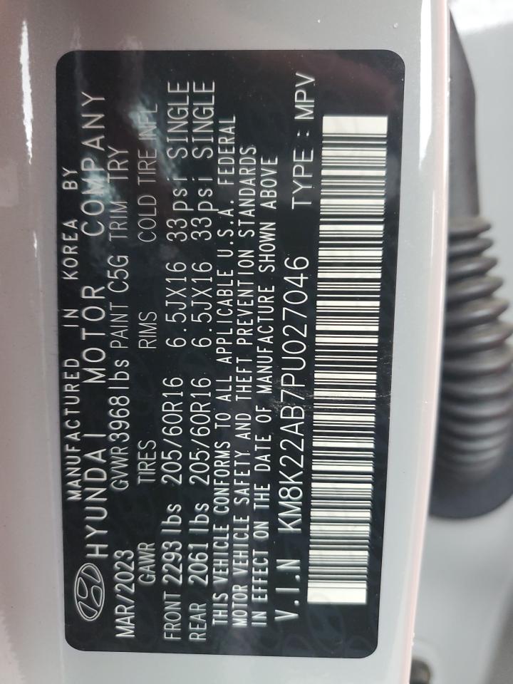2023 HYUNDAI KONA SE VIN:KM8K22AB7PU027046
