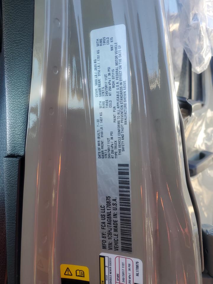 2022 JEEP GLADIATOR SPORT VIN:1C6HJTAG8NL170875