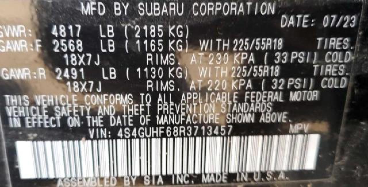 2024 SUBARU CROSSTREK SPORT VIN:4S4GUHF68R3713457