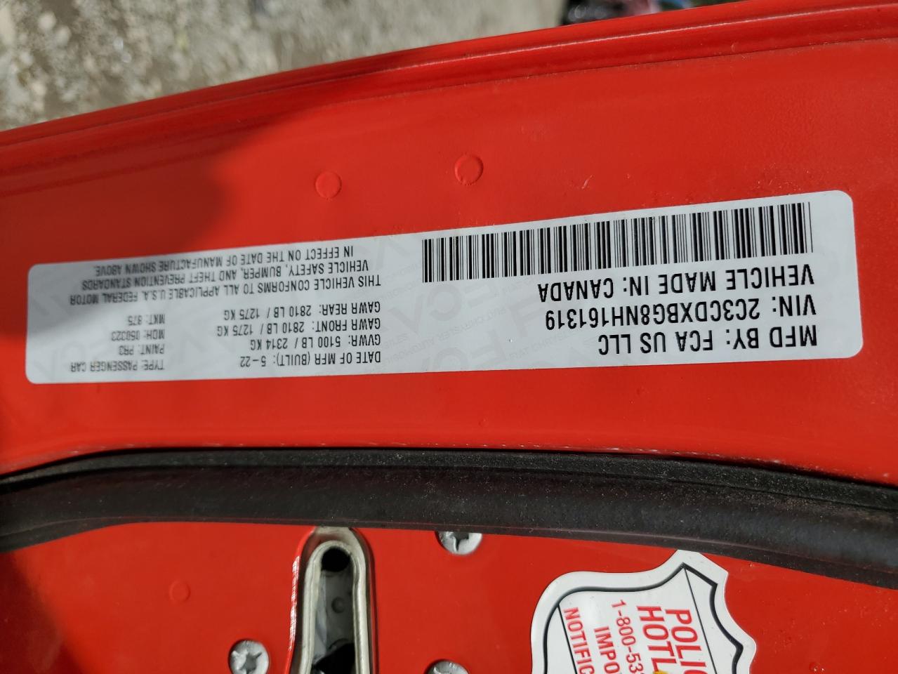 2022 DODGE CHARGER SXT VIN:2C3CDXBG8NH161319