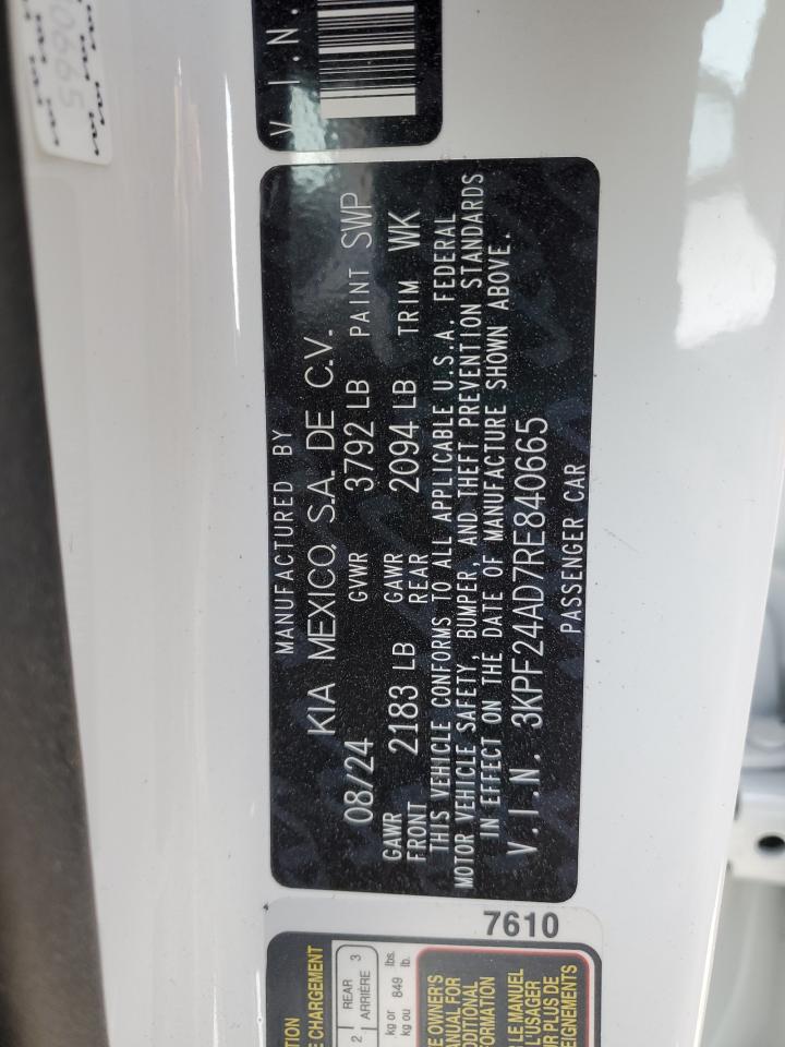 2024 KIA FORTE LX VIN:1GCEK29099Z292593