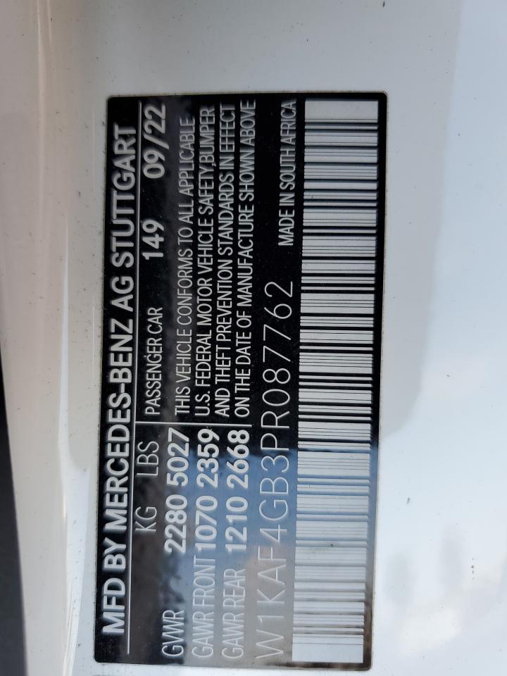 2023 MERCEDES-BENZ C 300 VIN:W1KAF4GB3PR087762