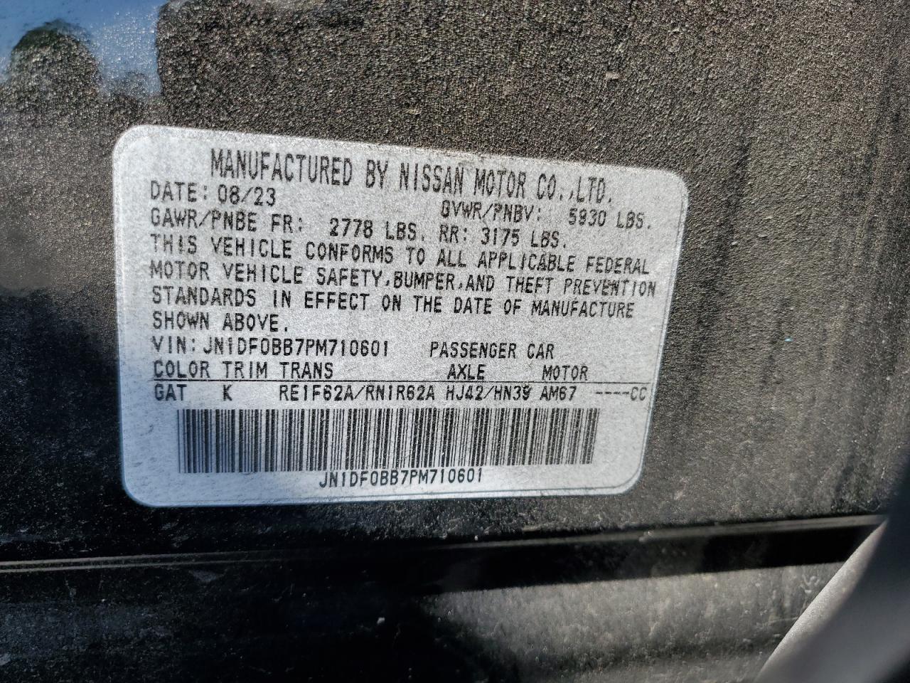 2023 NISSAN ARIYA EVOLVE+ VIN:JN1DF0BB7PM710601