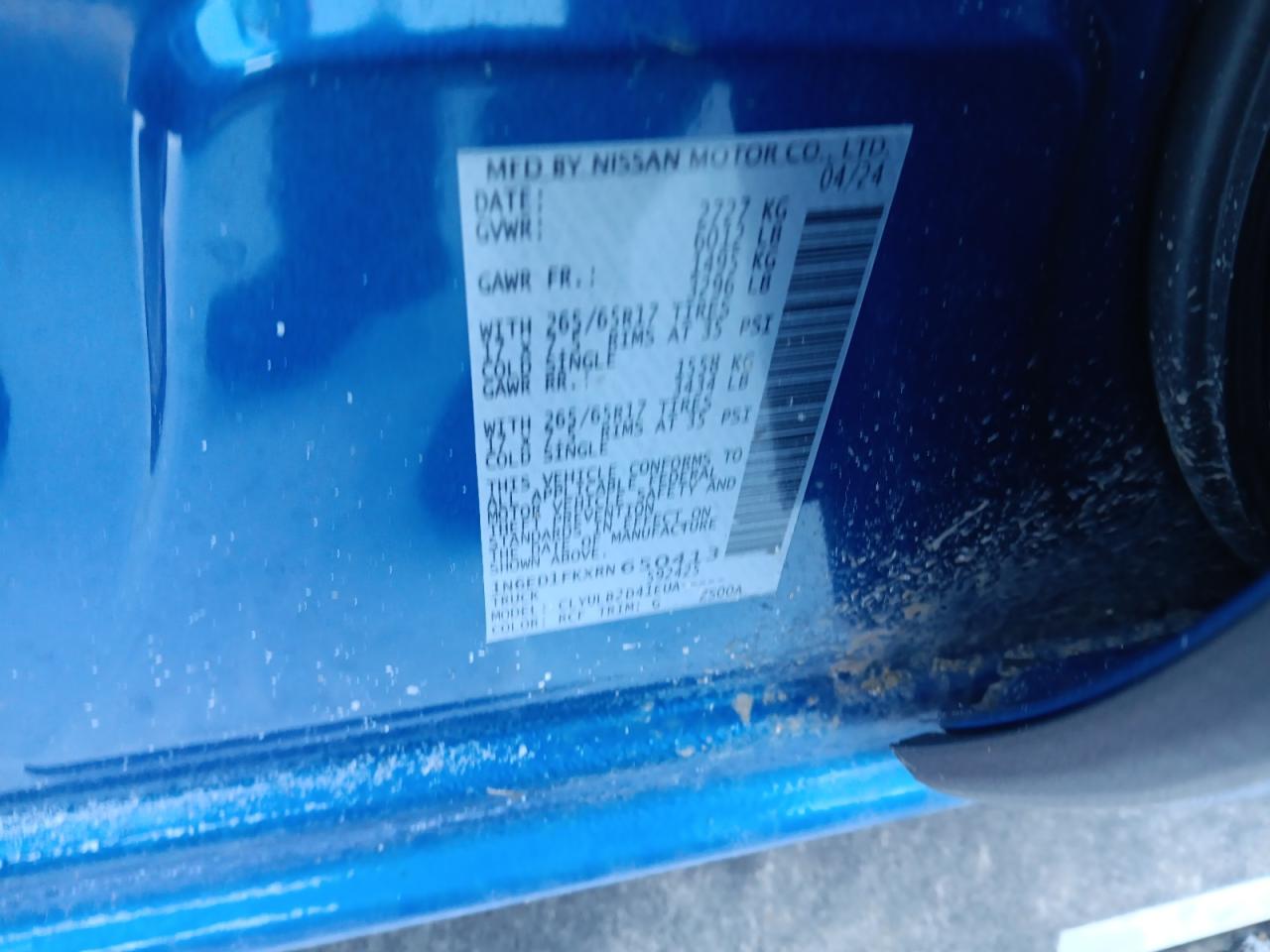 2024 NISSAN FRONTIER SV VIN:1N6ED1FKXRN650413