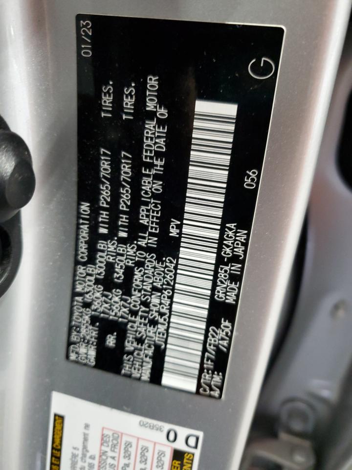 2023 TOYOTA 4RUNNER SE VIN:JTEMU5JR4P6126042