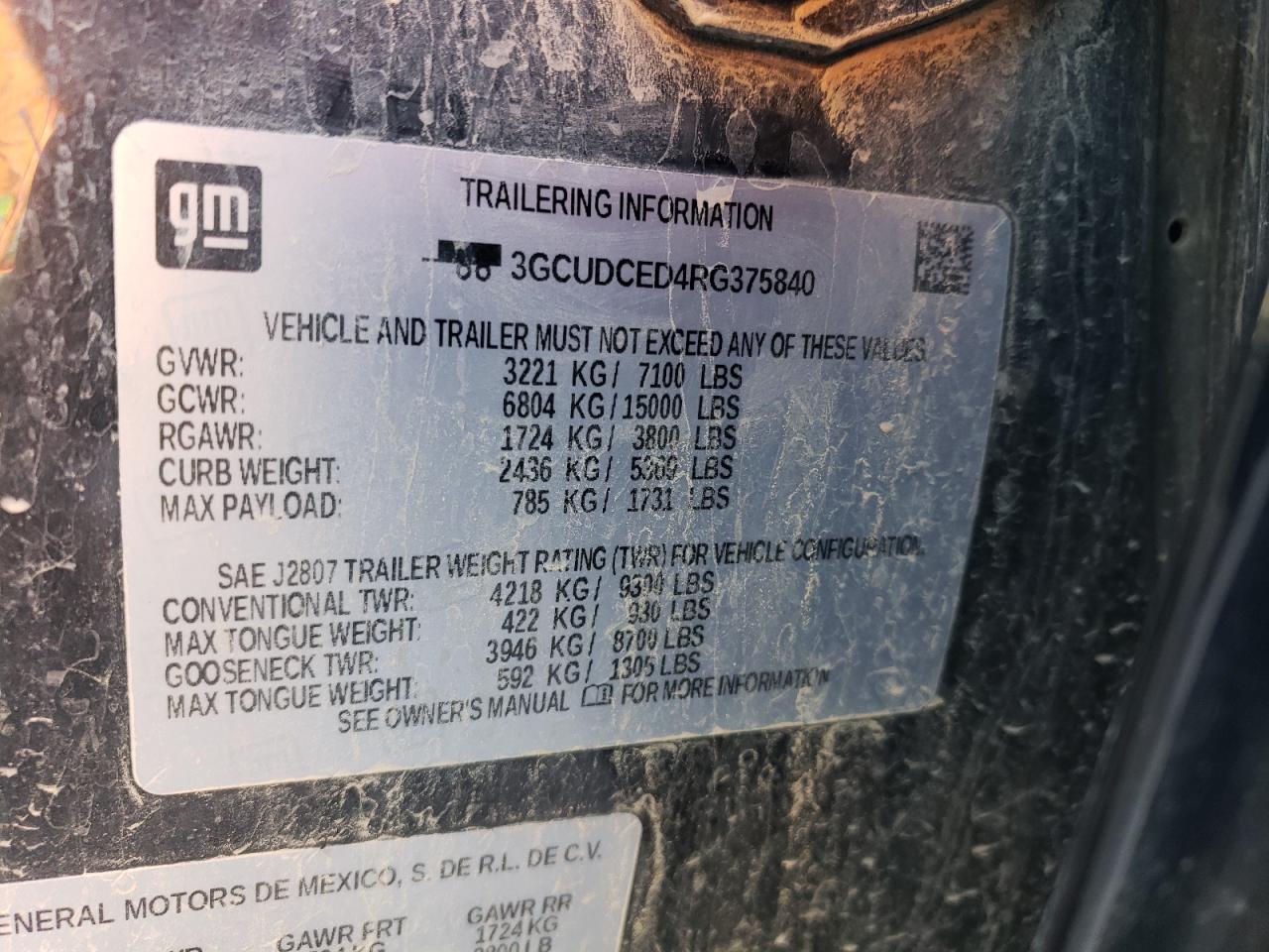 2024 CHEVROLET SILVERADO K1500 TRAIL BOSS CUSTOM VIN:3GCUDCED4RG375840