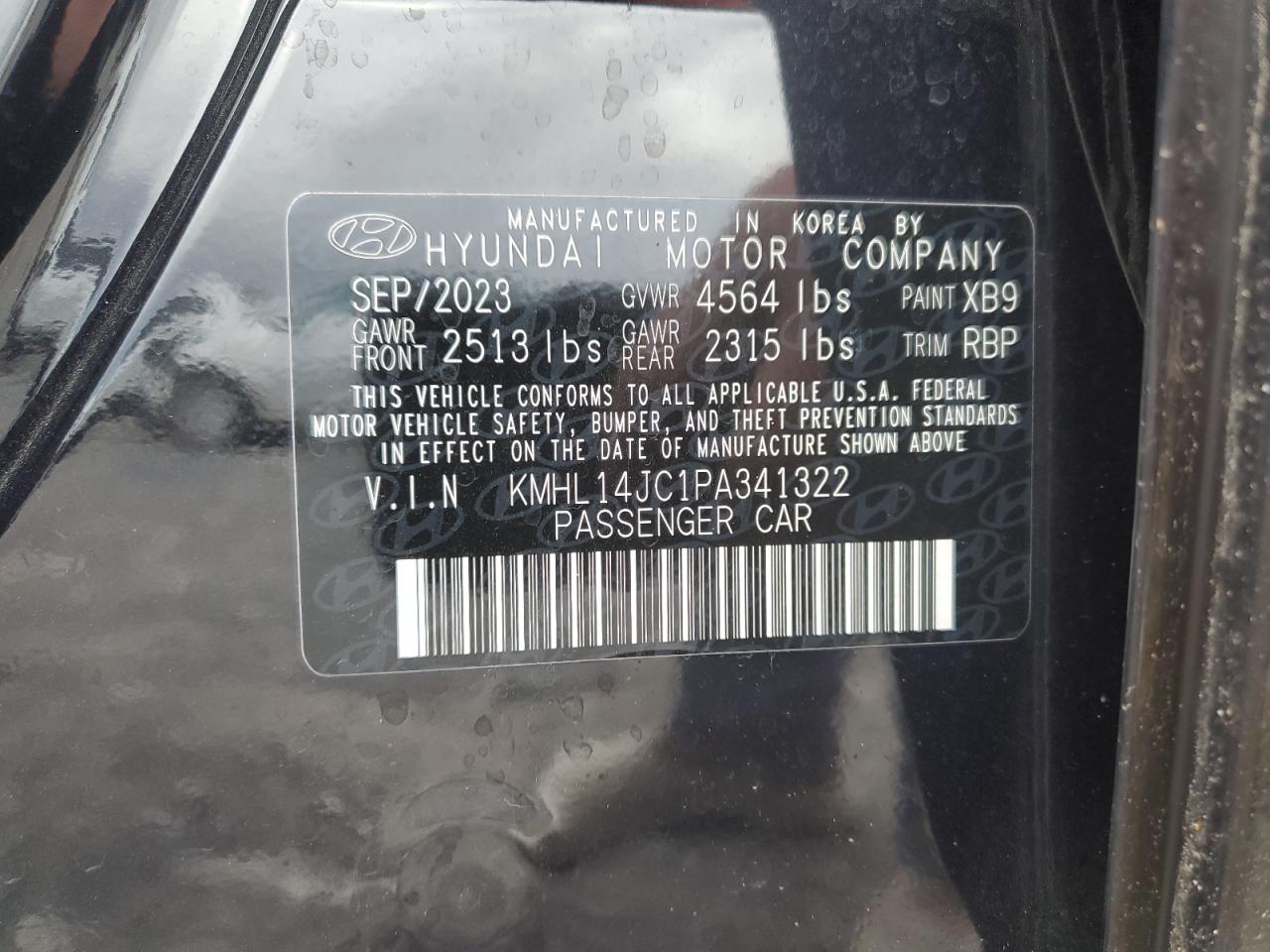 2023 HYUNDAI SONATA N LINE VIN:KMHL14JC1PA341322