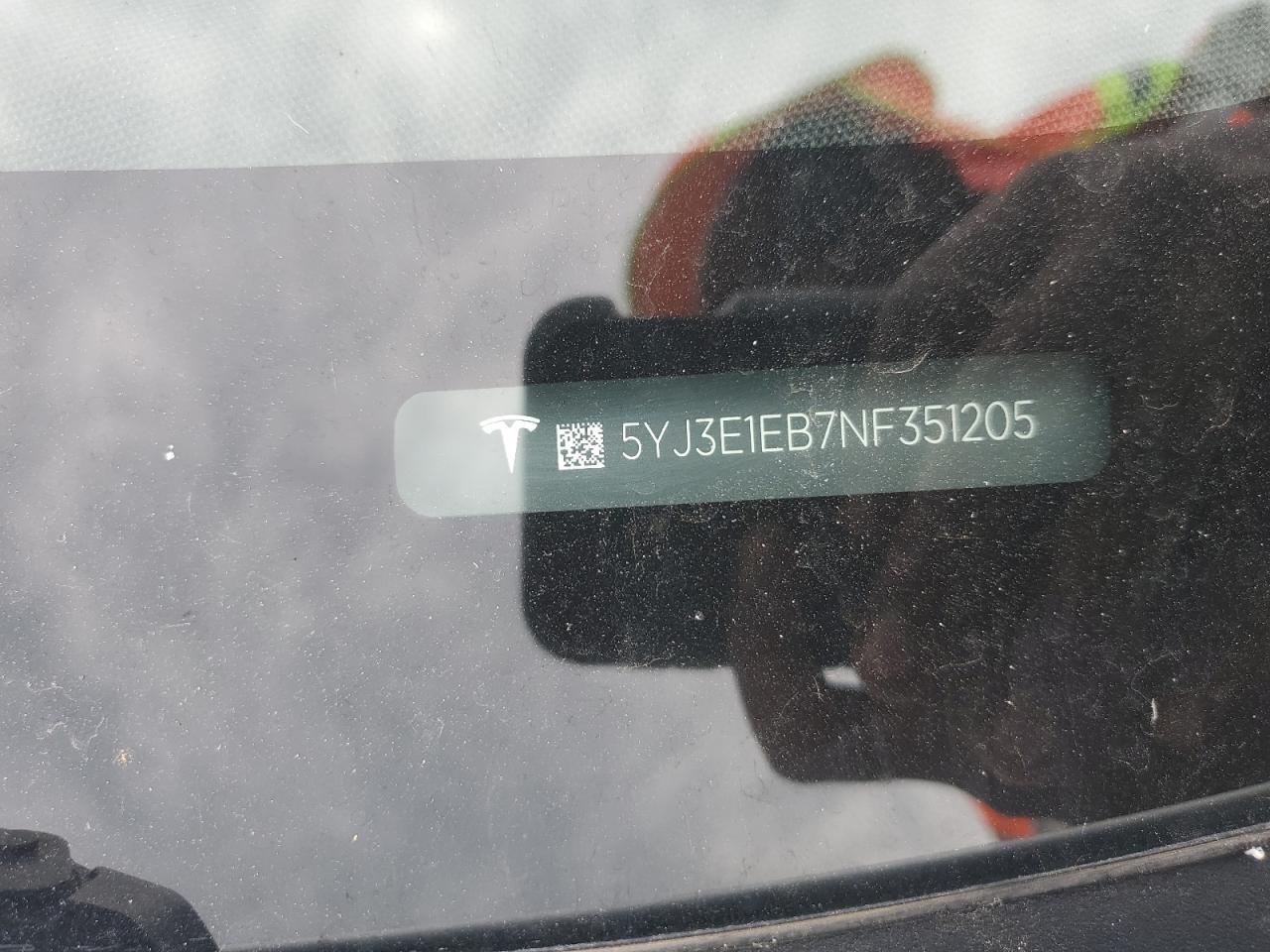 2022 TESLA MODEL 3 VIN:5YJ3E1EB7NF351205