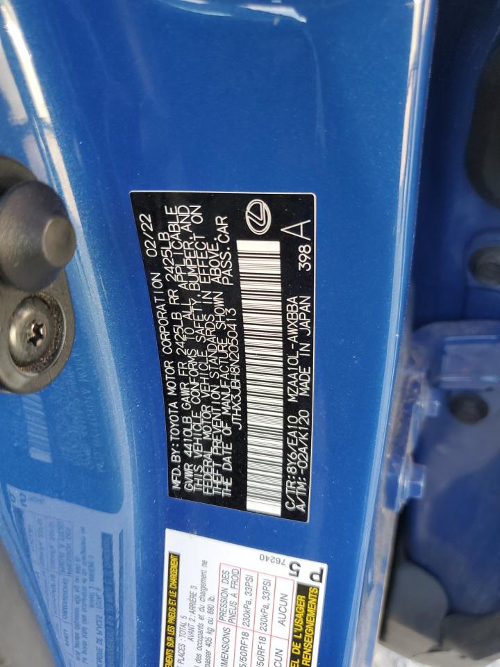 2022 LEXUS UX 200 BASE VIN:JTHX3JBH8N2050413