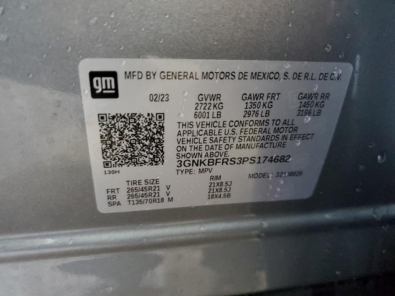 2023 CHEVROLET BLAZER PREMIER VIN:3GNKBFRS3PS174682