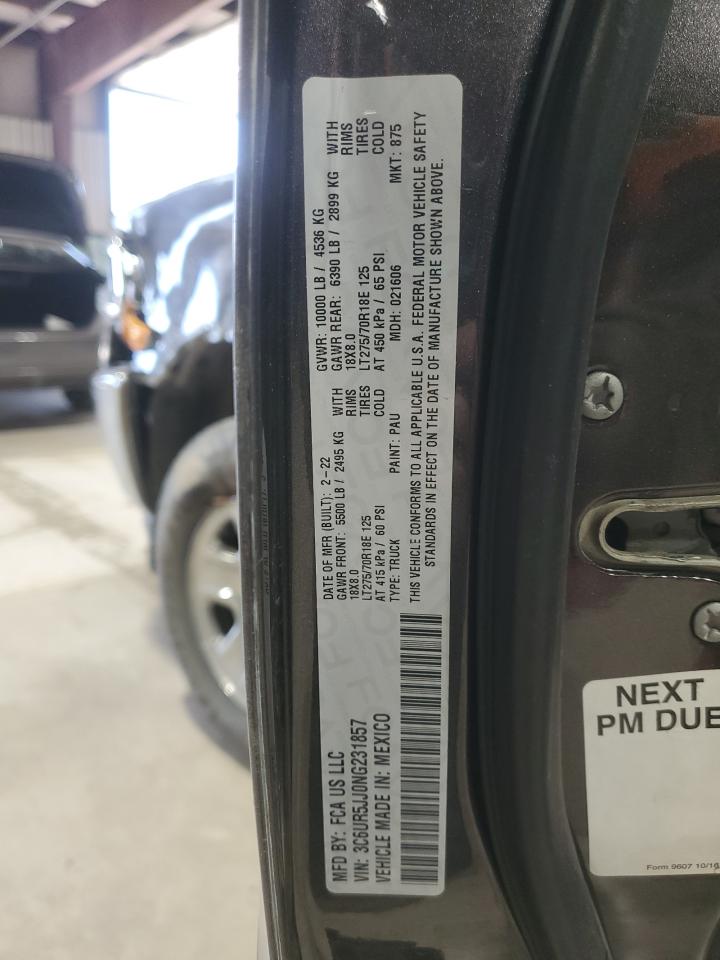 2022 RAM 2500 BIG HORN/LONE STAR VIN:3C6UR5JJ0NG231857