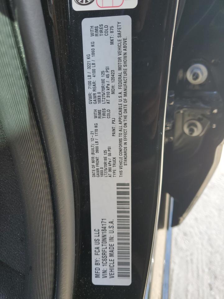 2022 RAM 1500 REBEL VIN:1C6SRFLT0NN184171