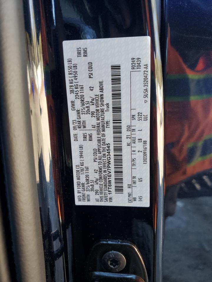 2023 FORD F150 LIGHTNING PRO VIN:1FT6W1EV7PWG34545